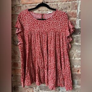 Entro Floral Short Sleeve Top Size XL